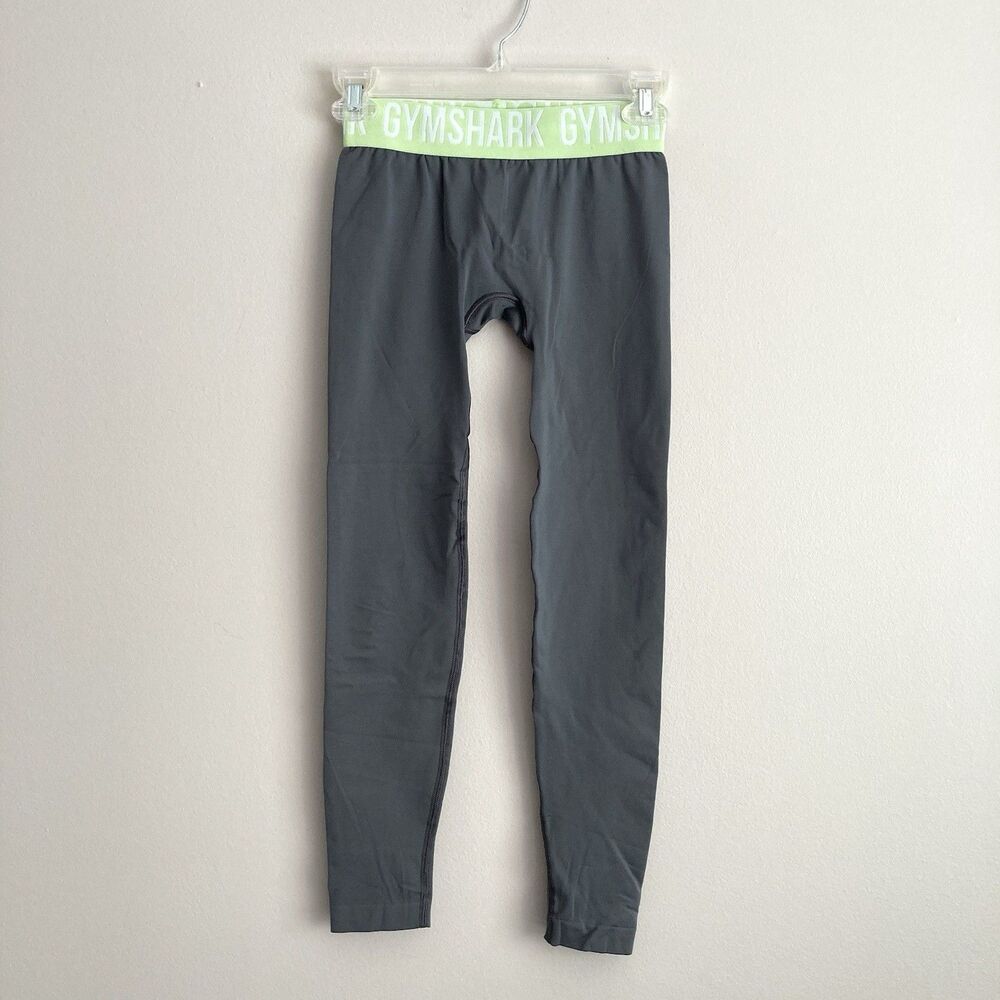 Gymshark Womens Seamless Leggings Size XS Banded Gym Gray Green Athletic